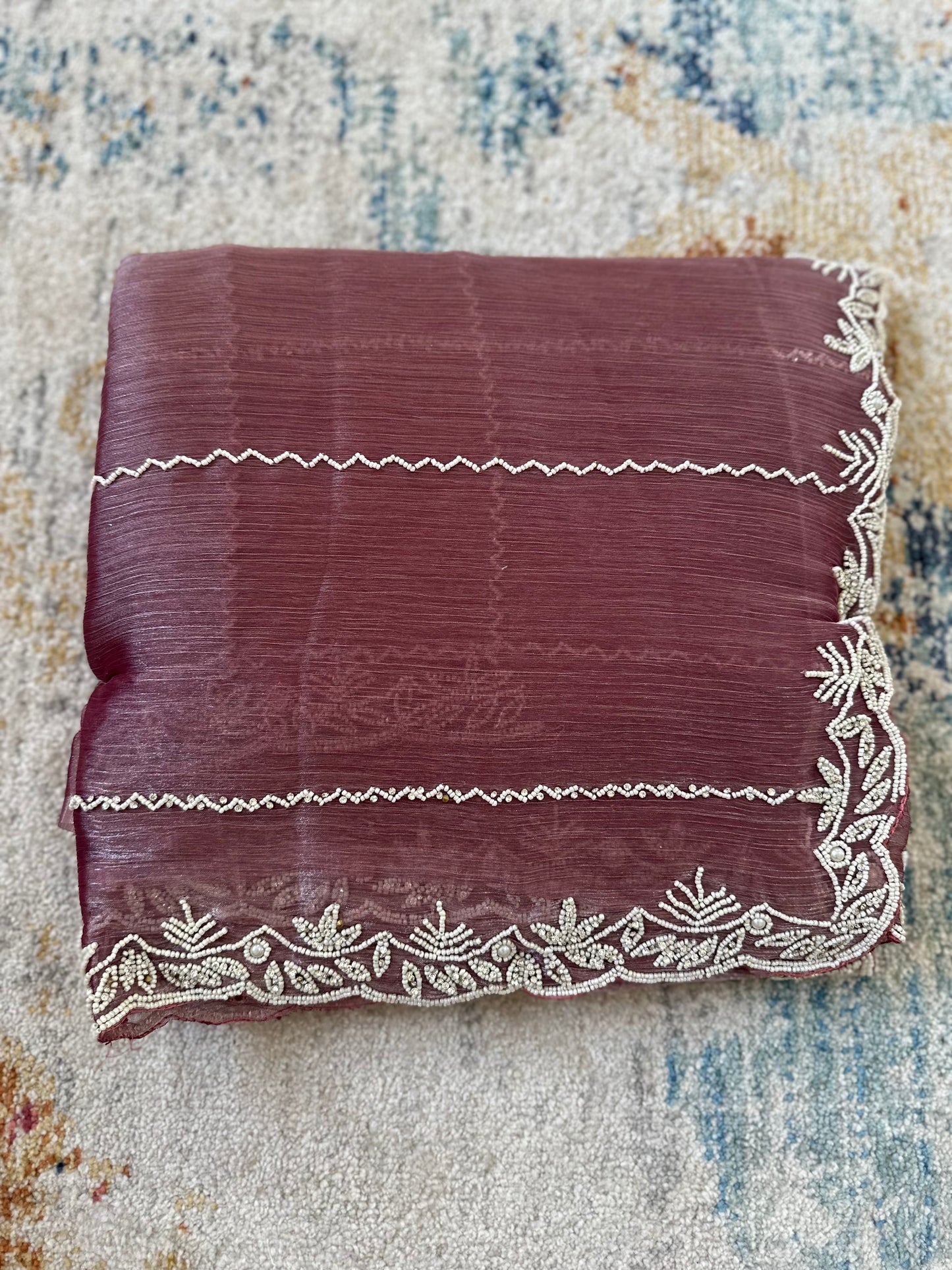 Pearl Handwork Embellished Saree