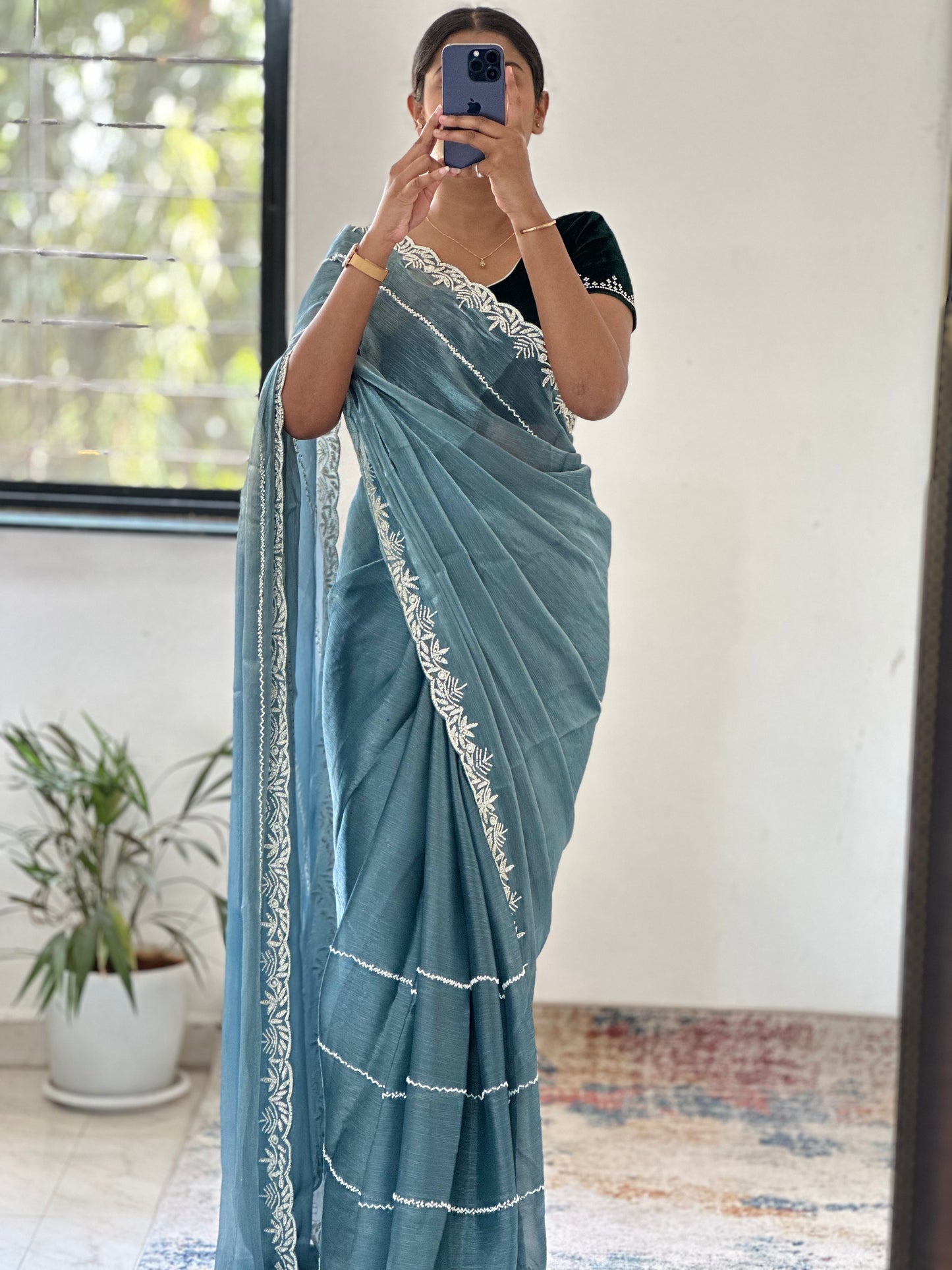 Pearl Handwork Embellished Saree