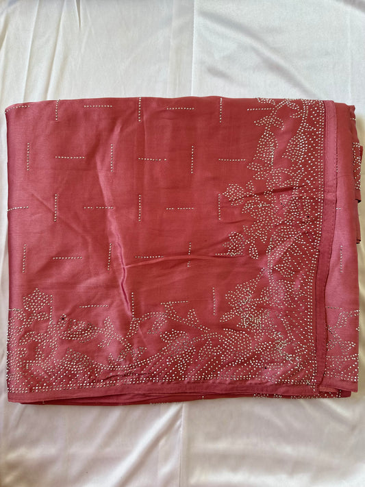 Pink Zarkan Satin Saree