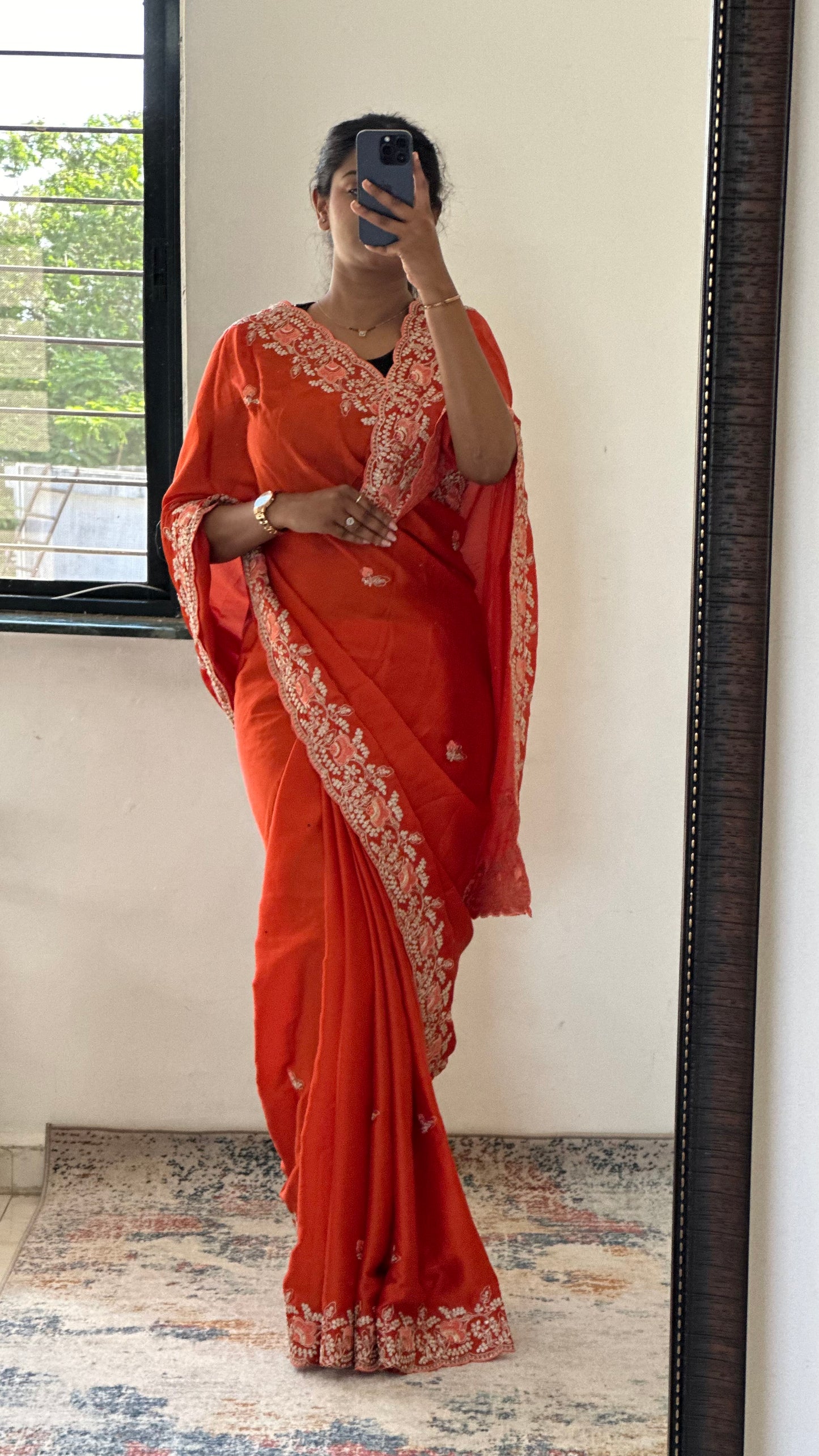 Orange Party Wear Saree