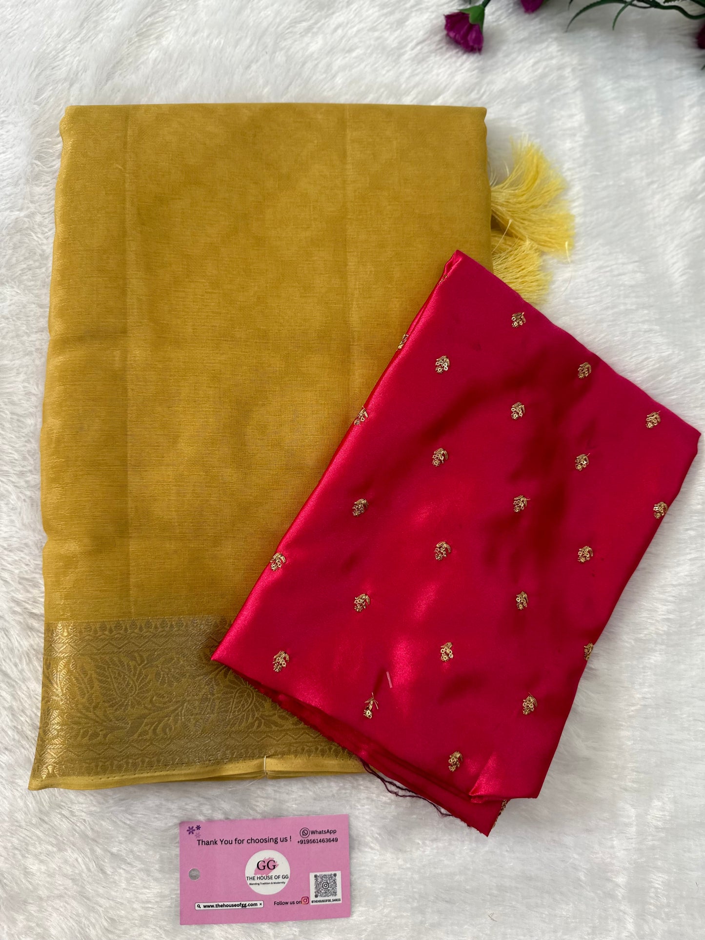 Golden Semi Tissue Saree