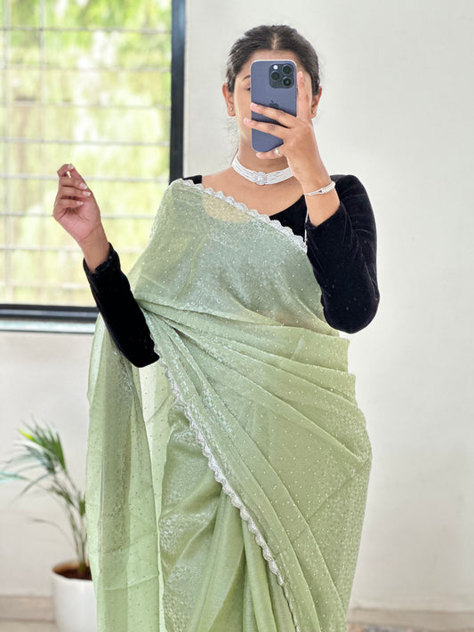Green Jimmy choo Saree