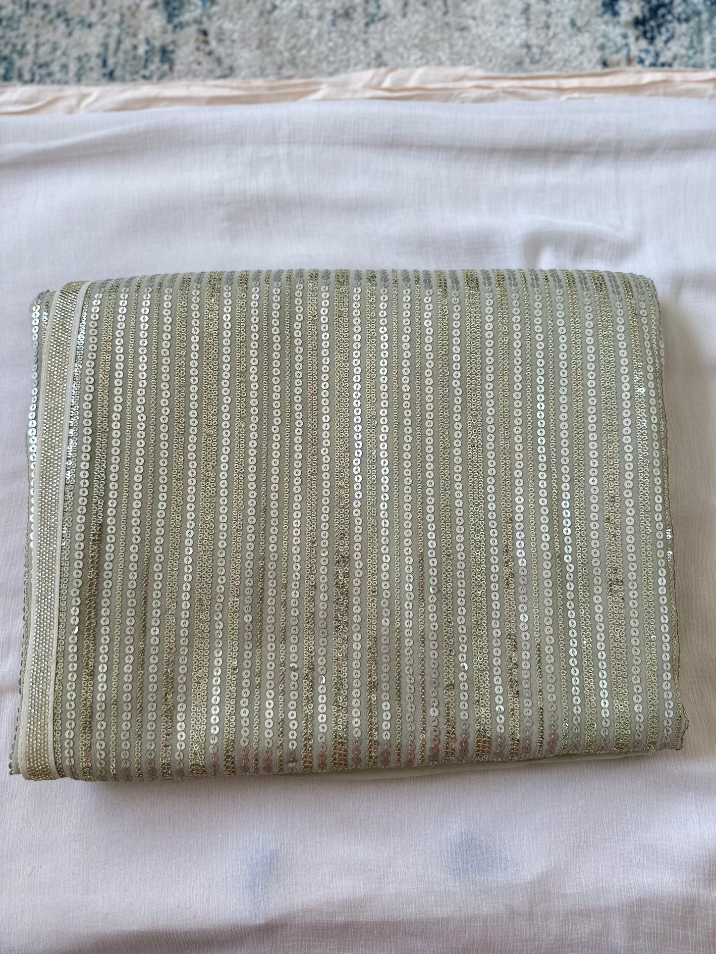 Pista Sequins Georgette Saree
