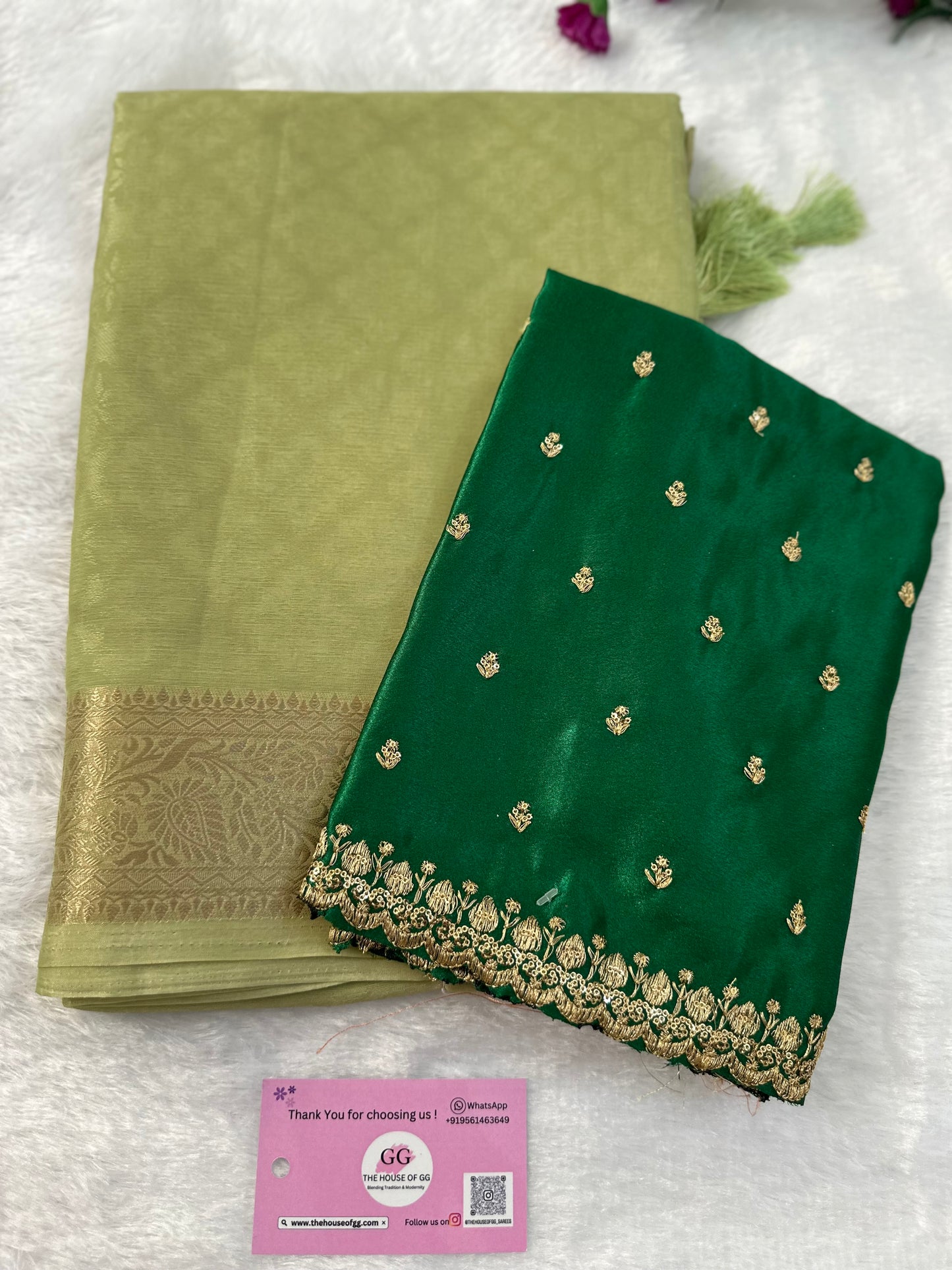 Pista Green Semi Tissue Saree