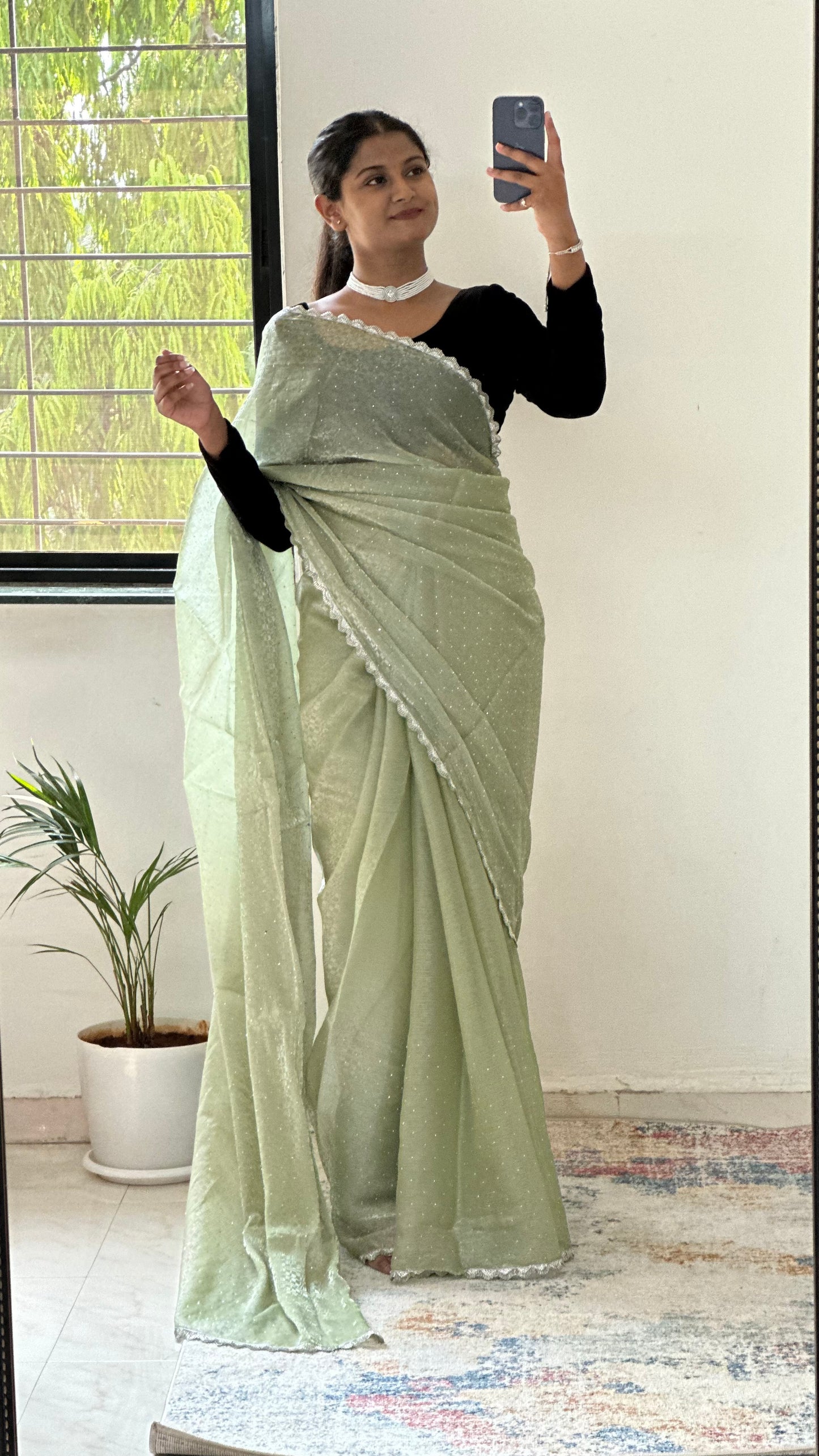 Green Jimmy choo Saree
