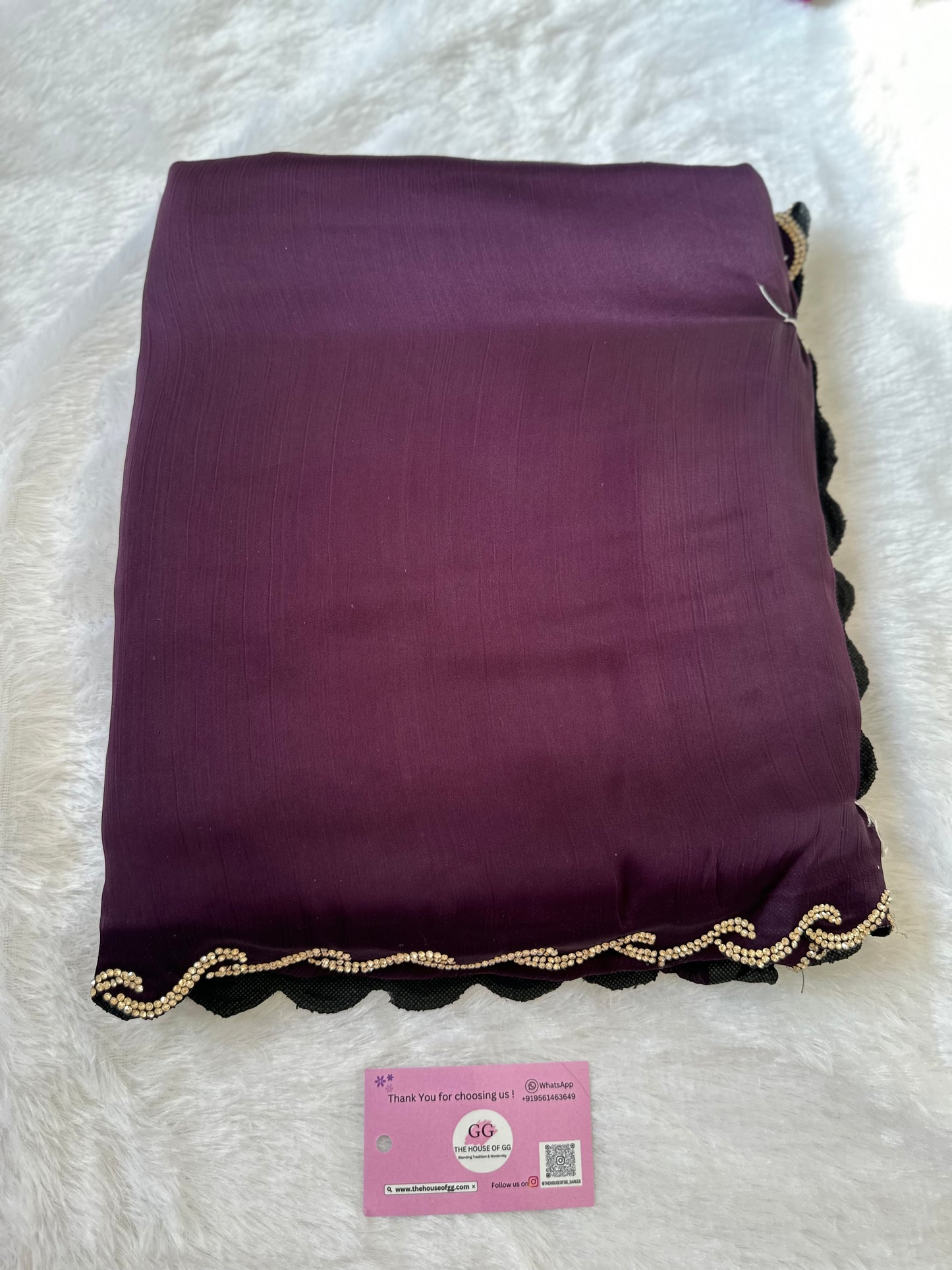 Dark Purple Chiffon Satin Saree