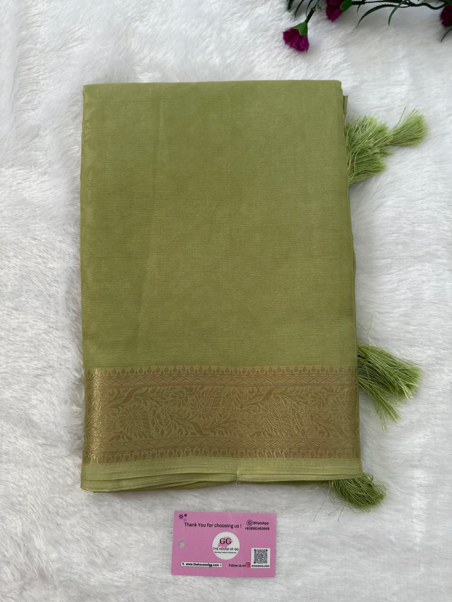 Pista Green Semi Tissue Saree