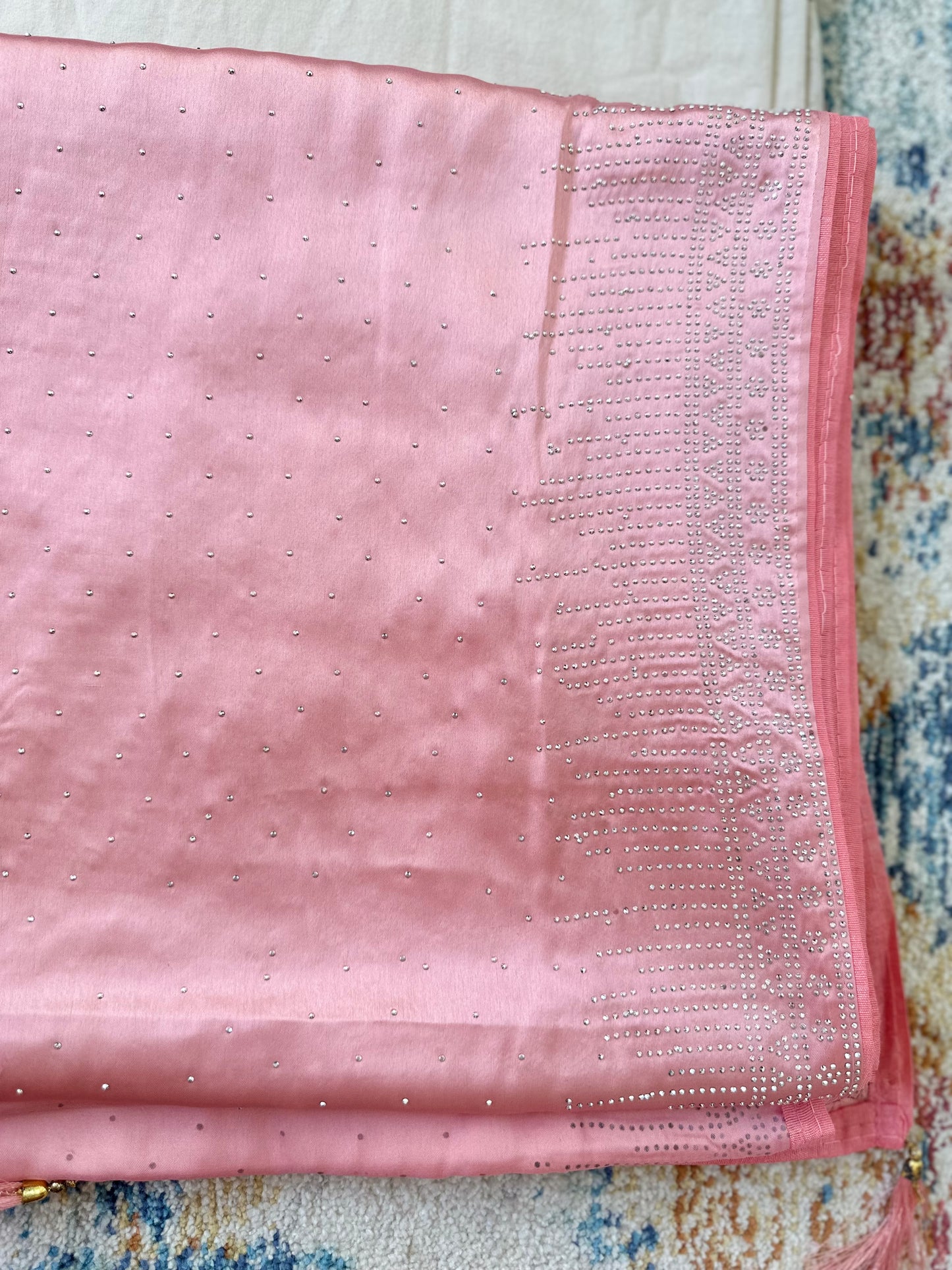 Pink Zarkan Satin Saree