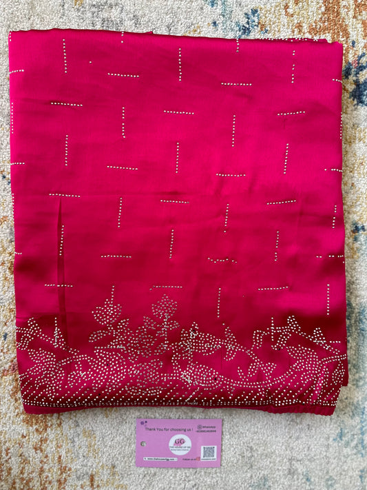 Hot Pink Zarkan Satin Saree