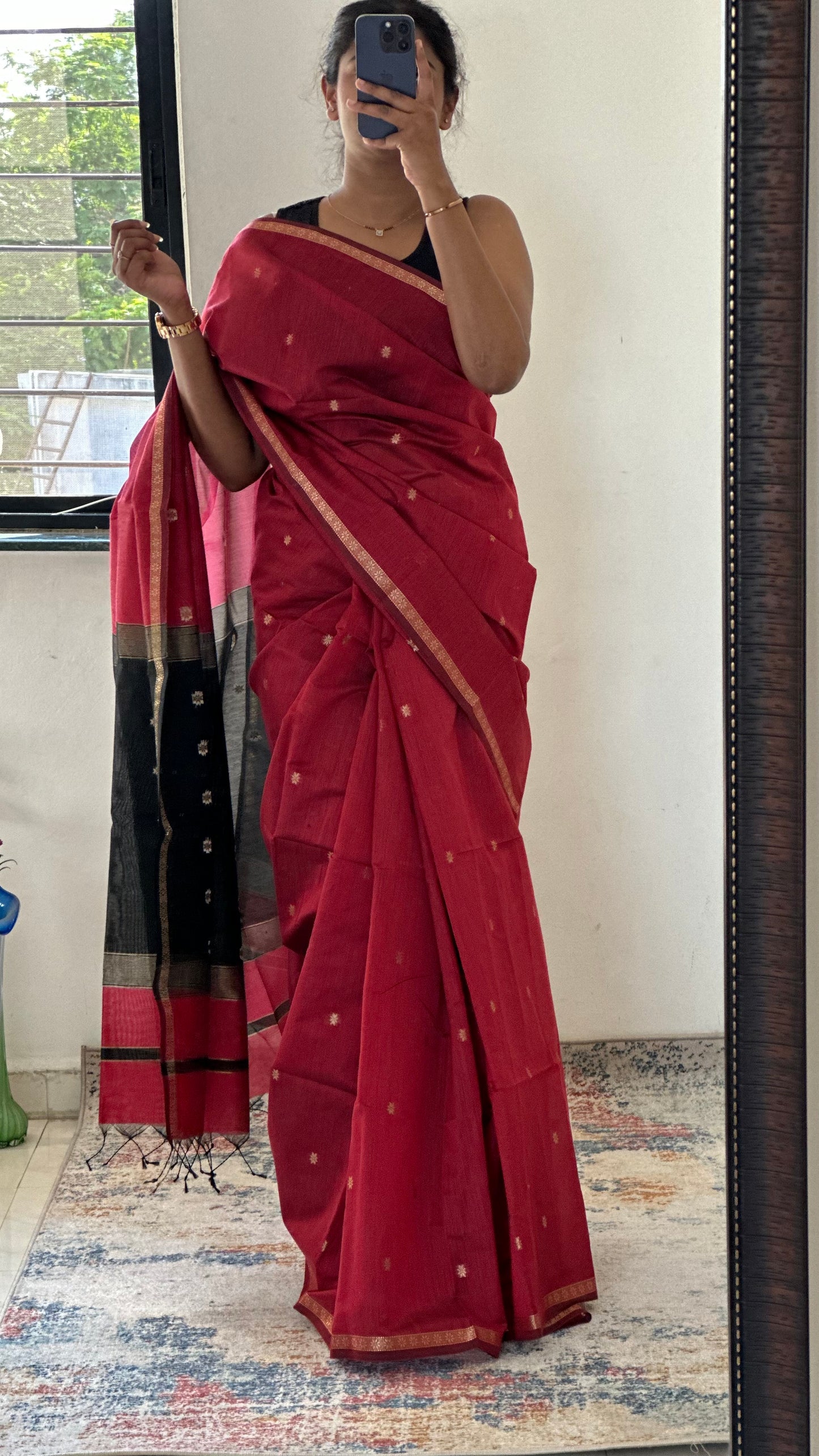 Red Sitara Maheshwari Saree
