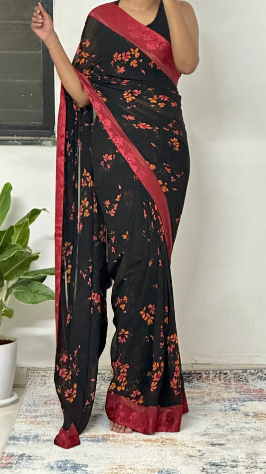 Black Soft Georgette Saree
