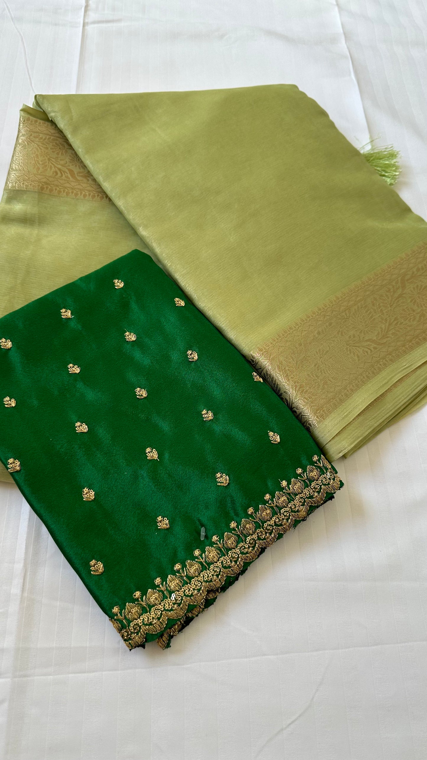 Pista Green Semi Tissue Saree