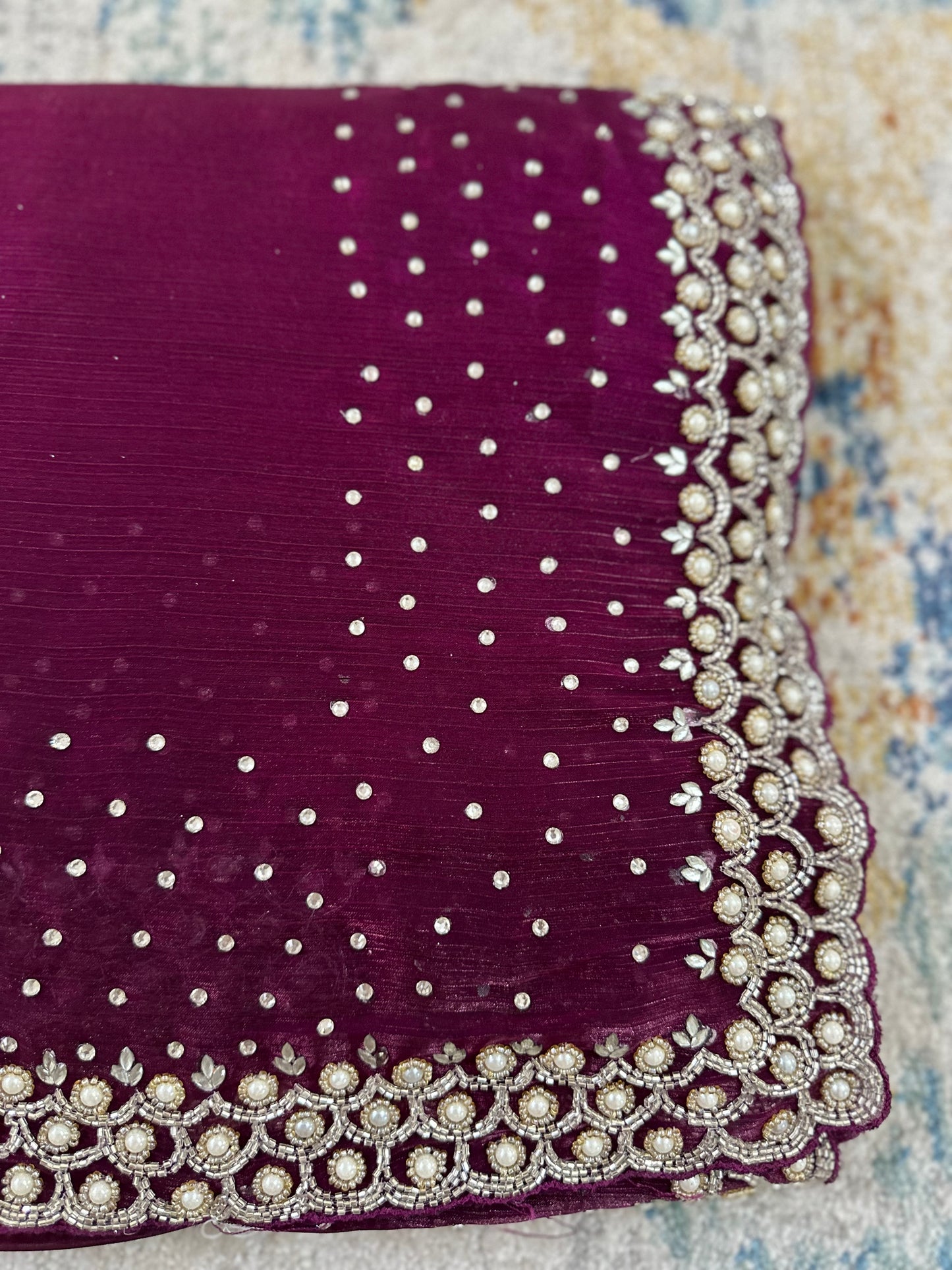 Cutdana & Pearl Handwork Saree