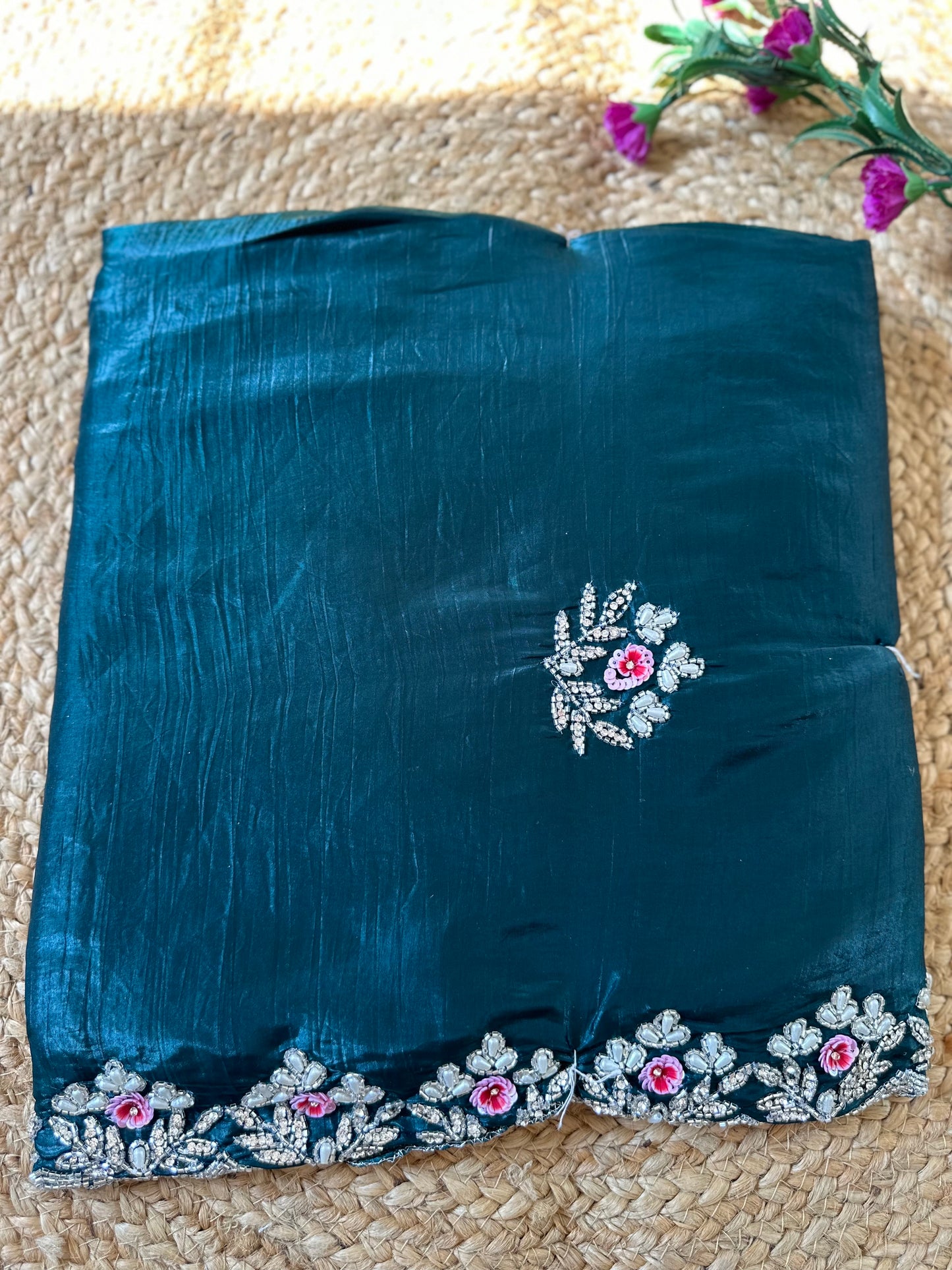 Floral Handwork Crush Tissue Saree