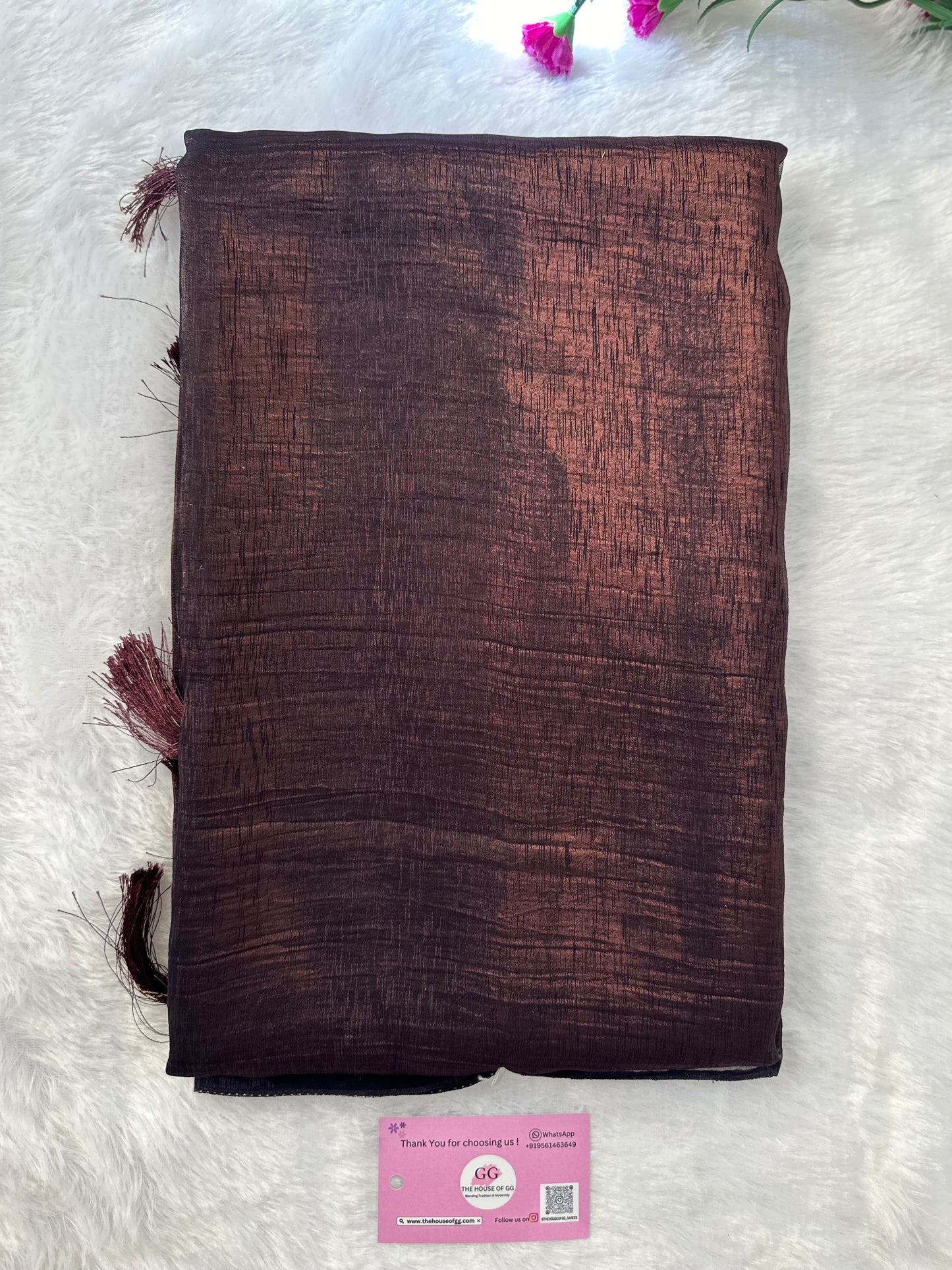 Burgundy Plain Shimmer Saree