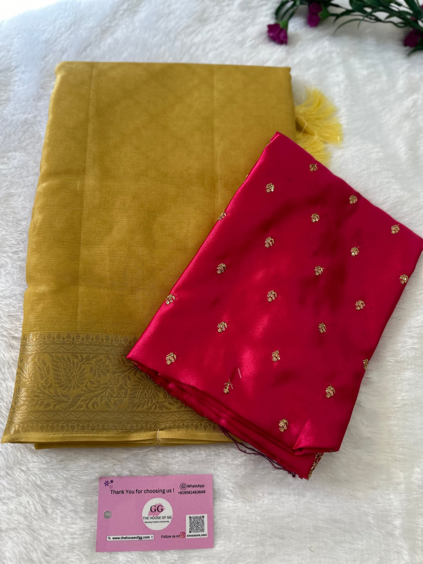 Golden Semi Tissue Saree