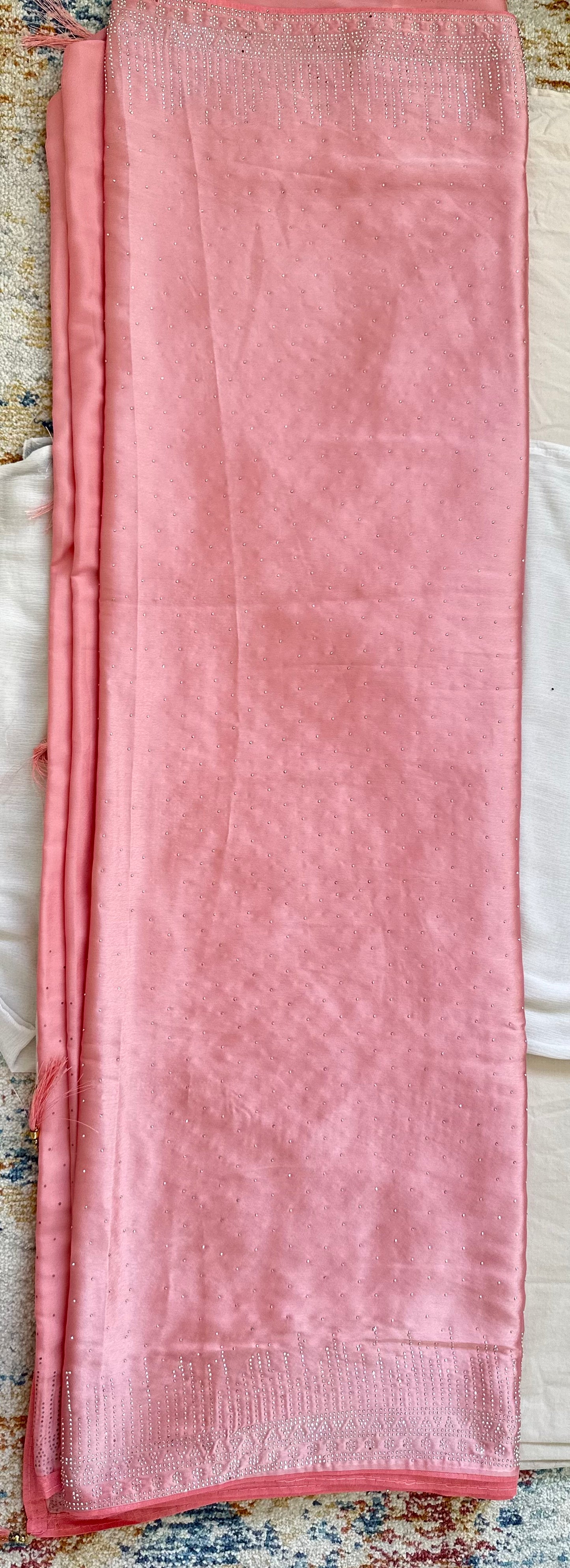 Pink Zarkan Satin Saree
