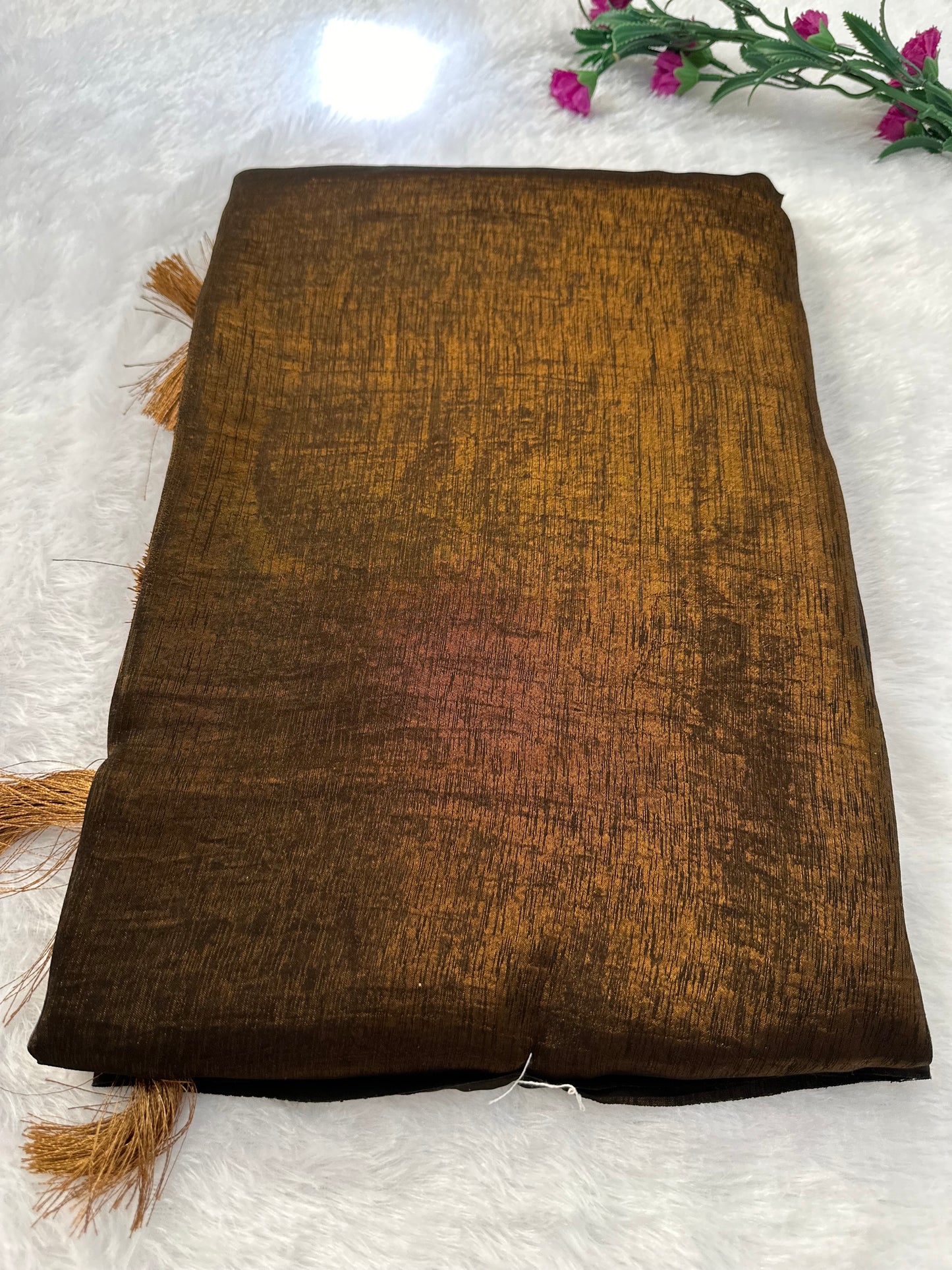 Copper Plain Shimmer Saree