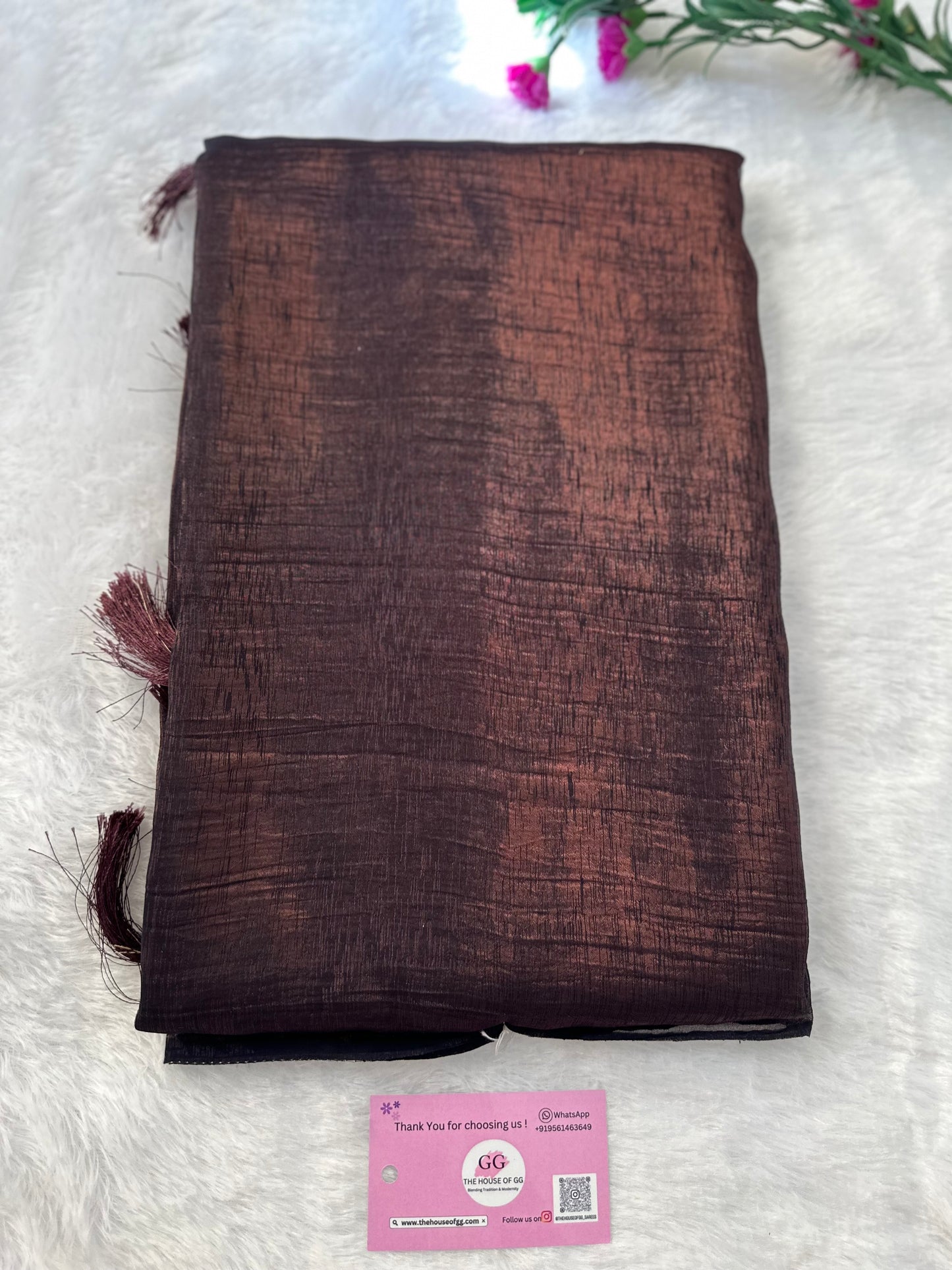 Burgundy Plain Shimmer Saree