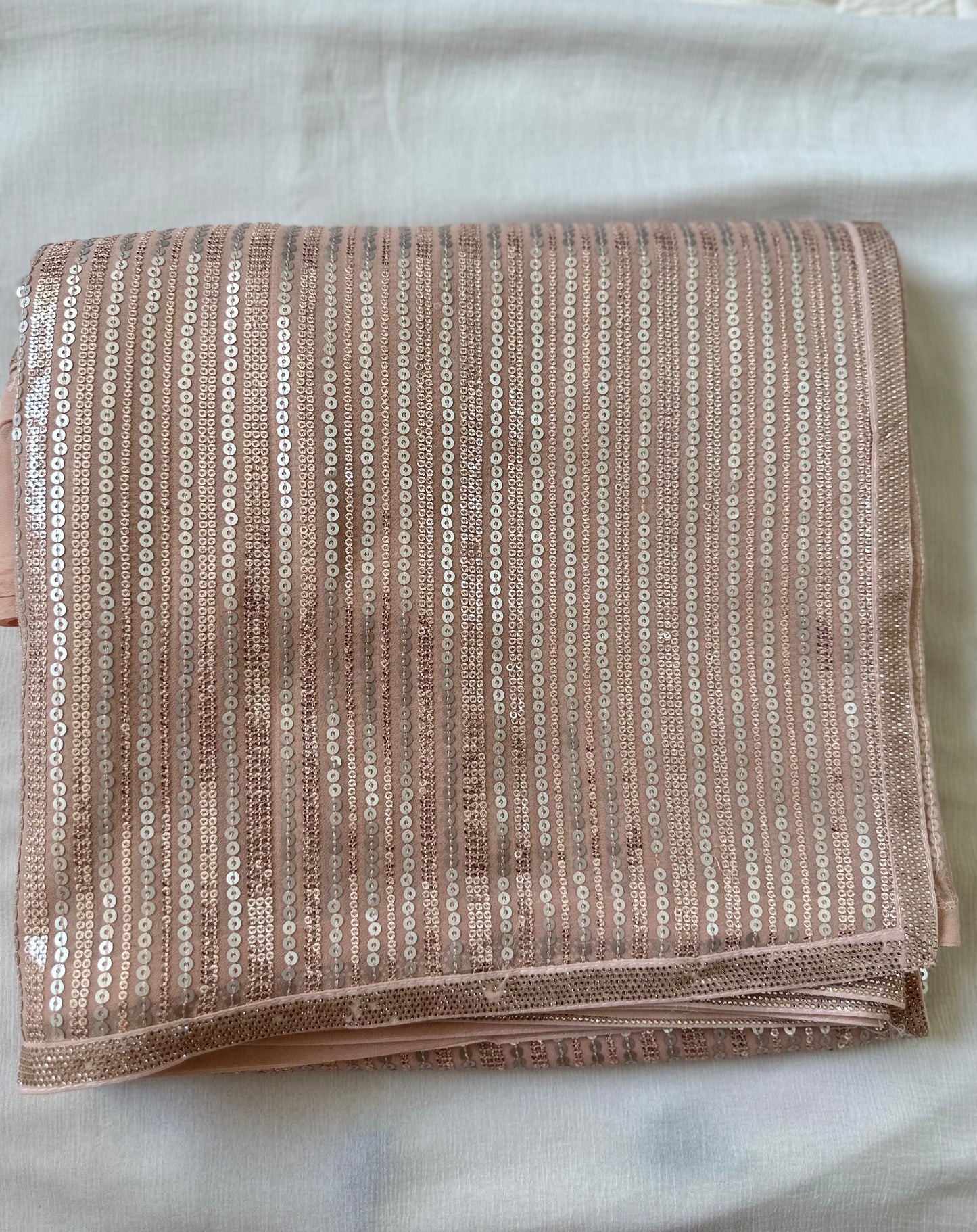 Pink Sequins Georgette Saree