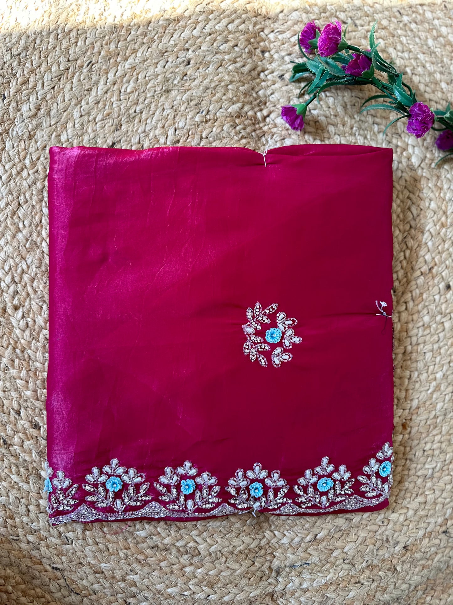 Floral Handwork Crush Tissue Saree