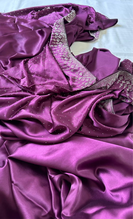 Purple Zarkan Satin Saree