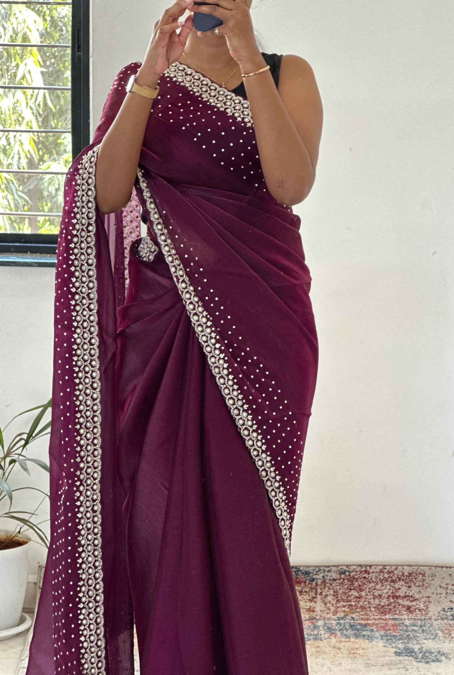 Cutdana & Pearl Handwork Saree