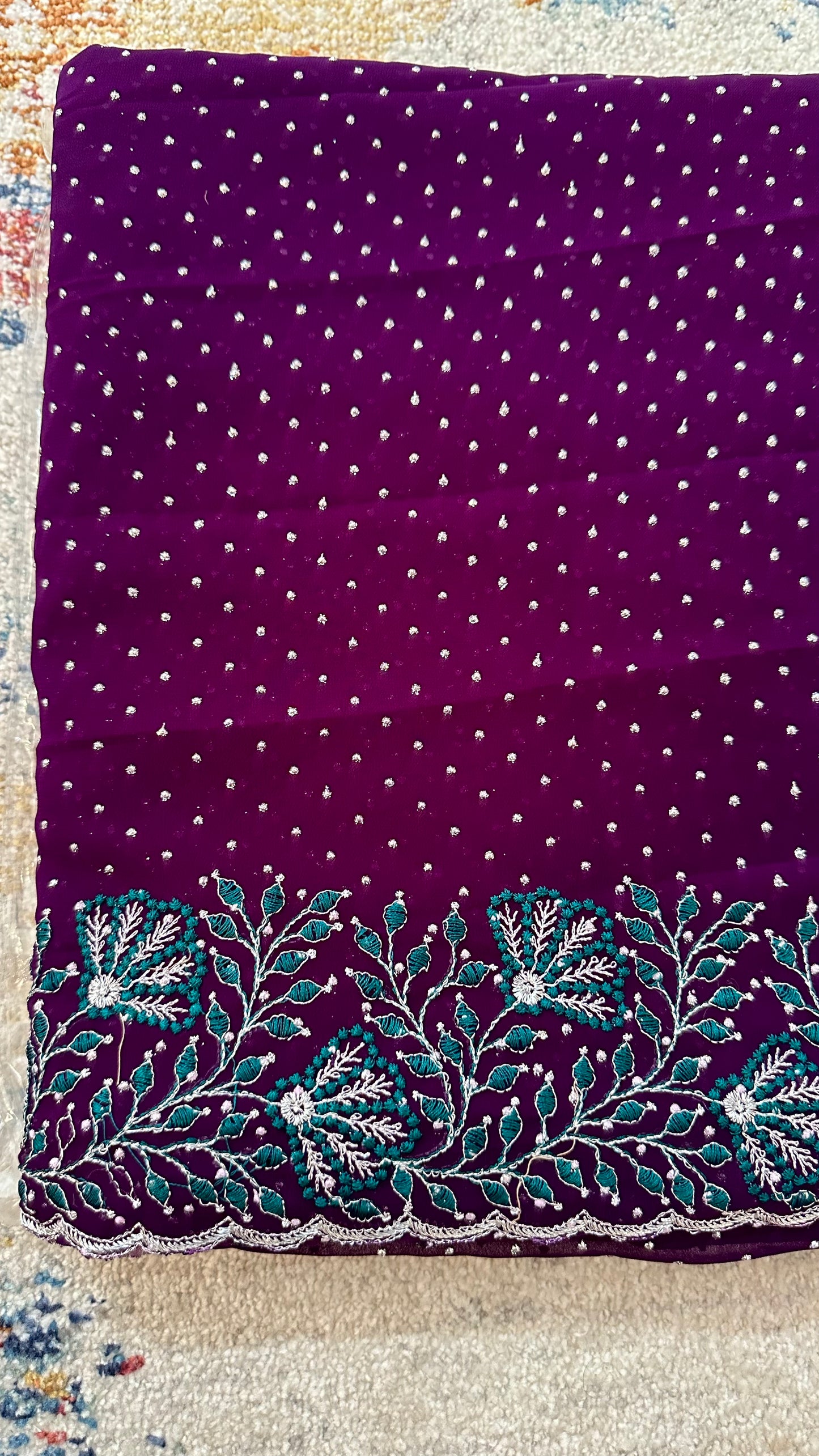 Georgette Glitter Embroidered Saree