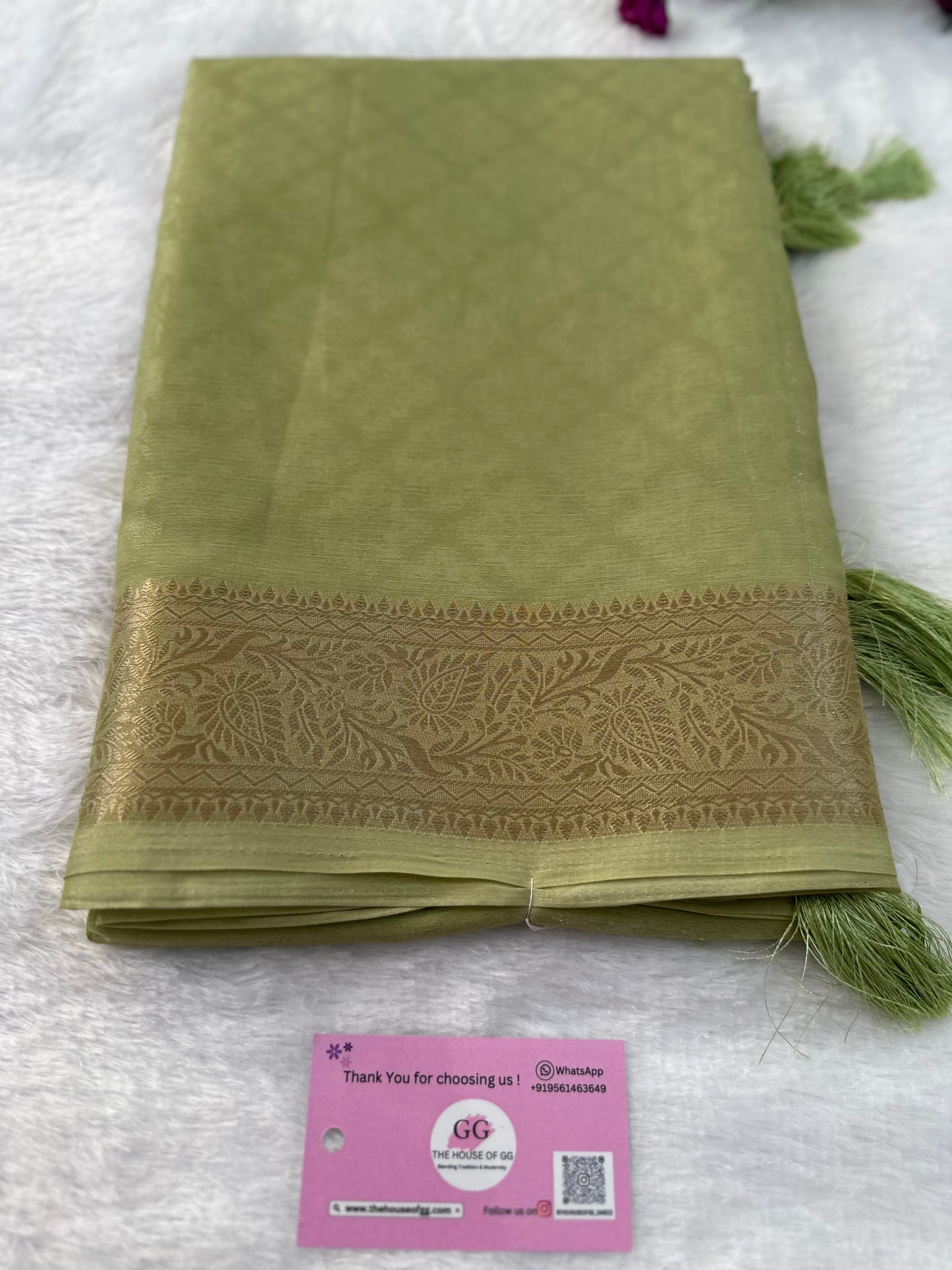 Pista Green Semi Tissue Saree