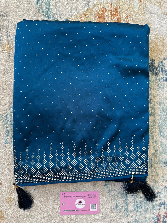 Blue Zarkan Satin Saree