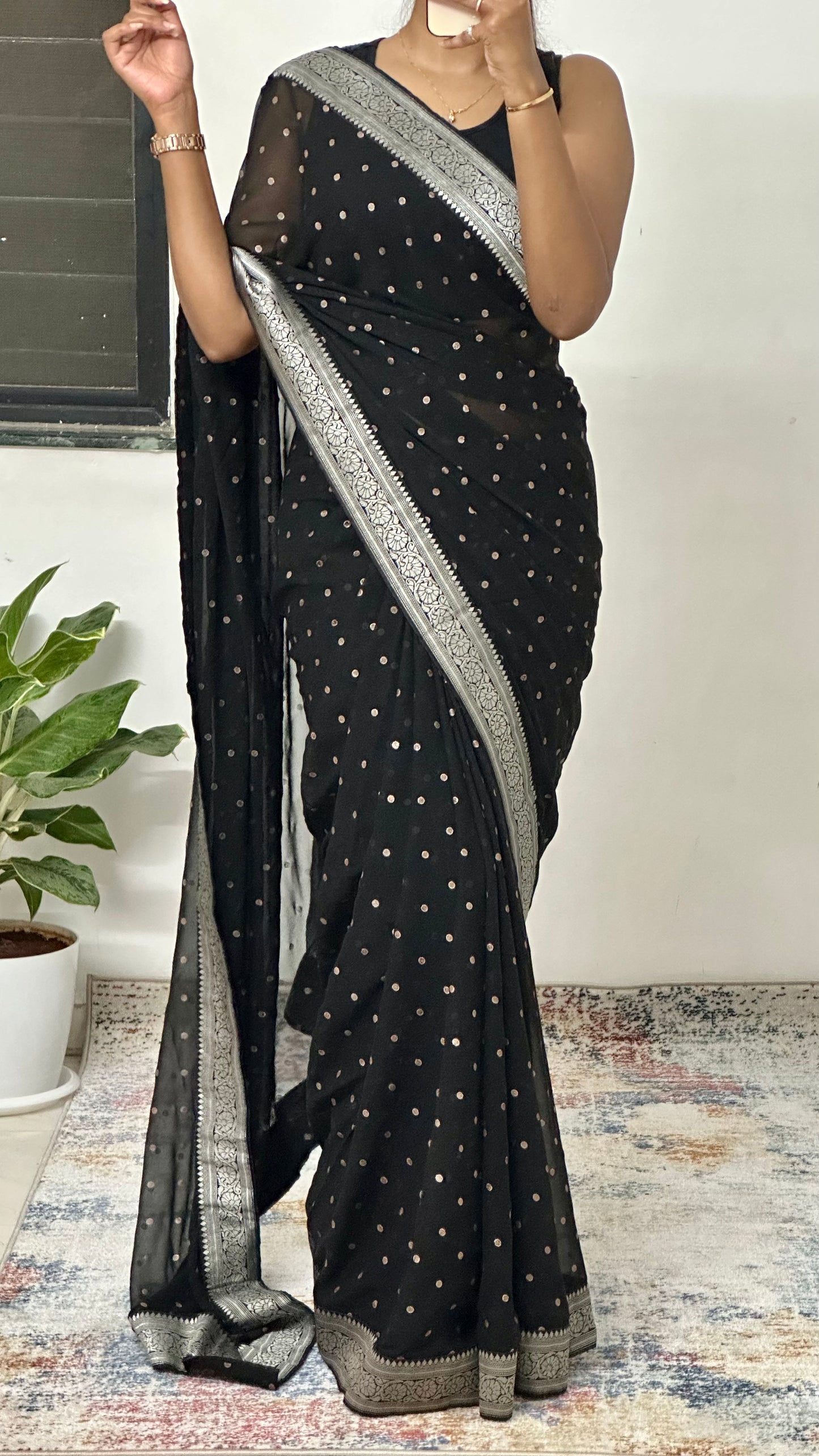 Georgette Saree Black