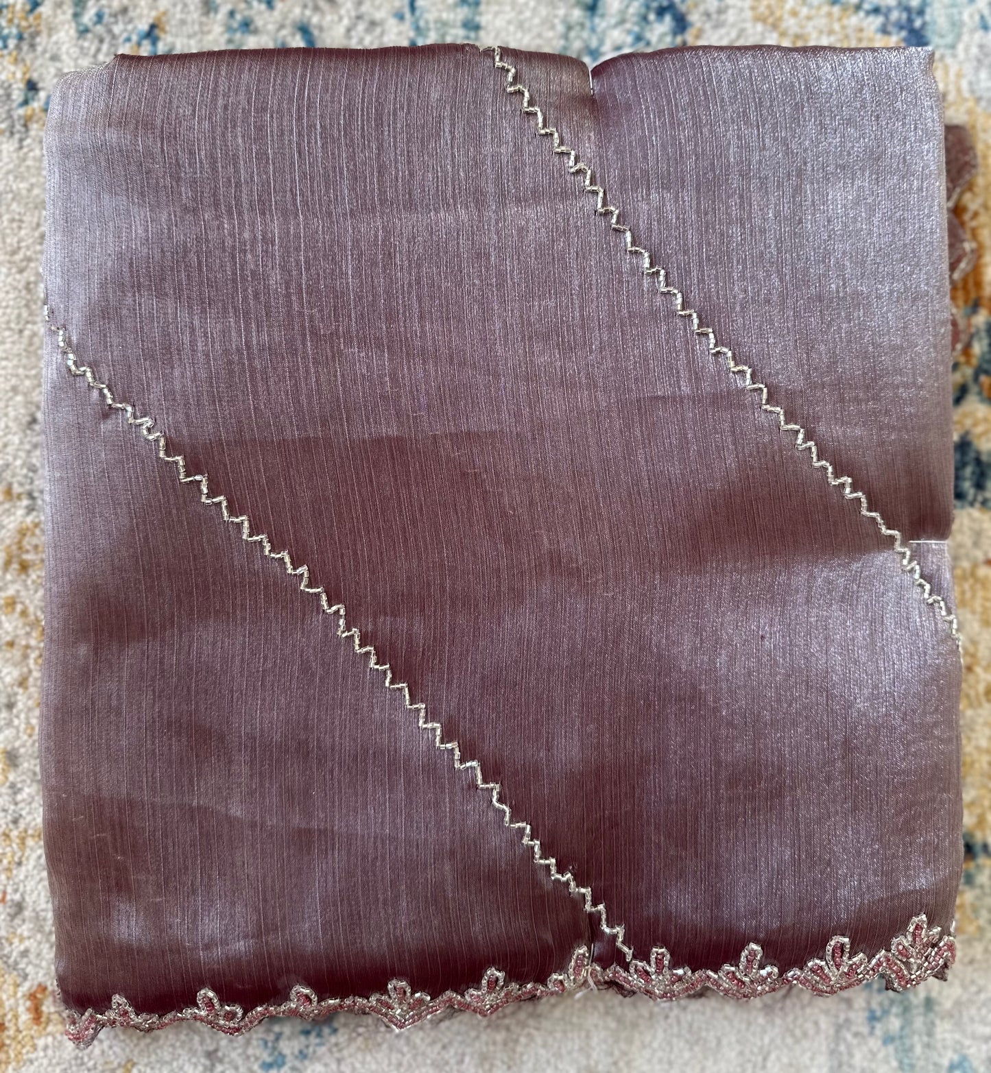 Onion Pink Embellished Tissue Saree