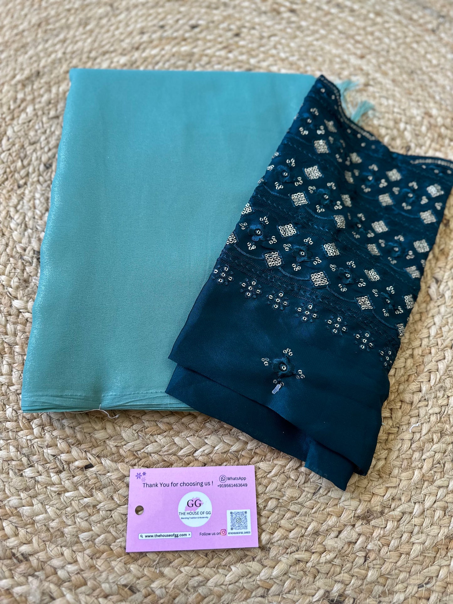 Sky Blue Plain Shimmer Saree