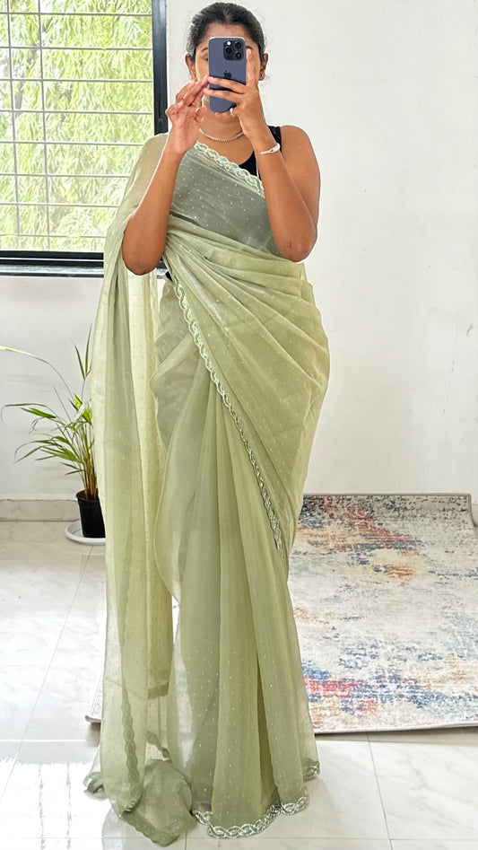 Green Jimmy choo Saree