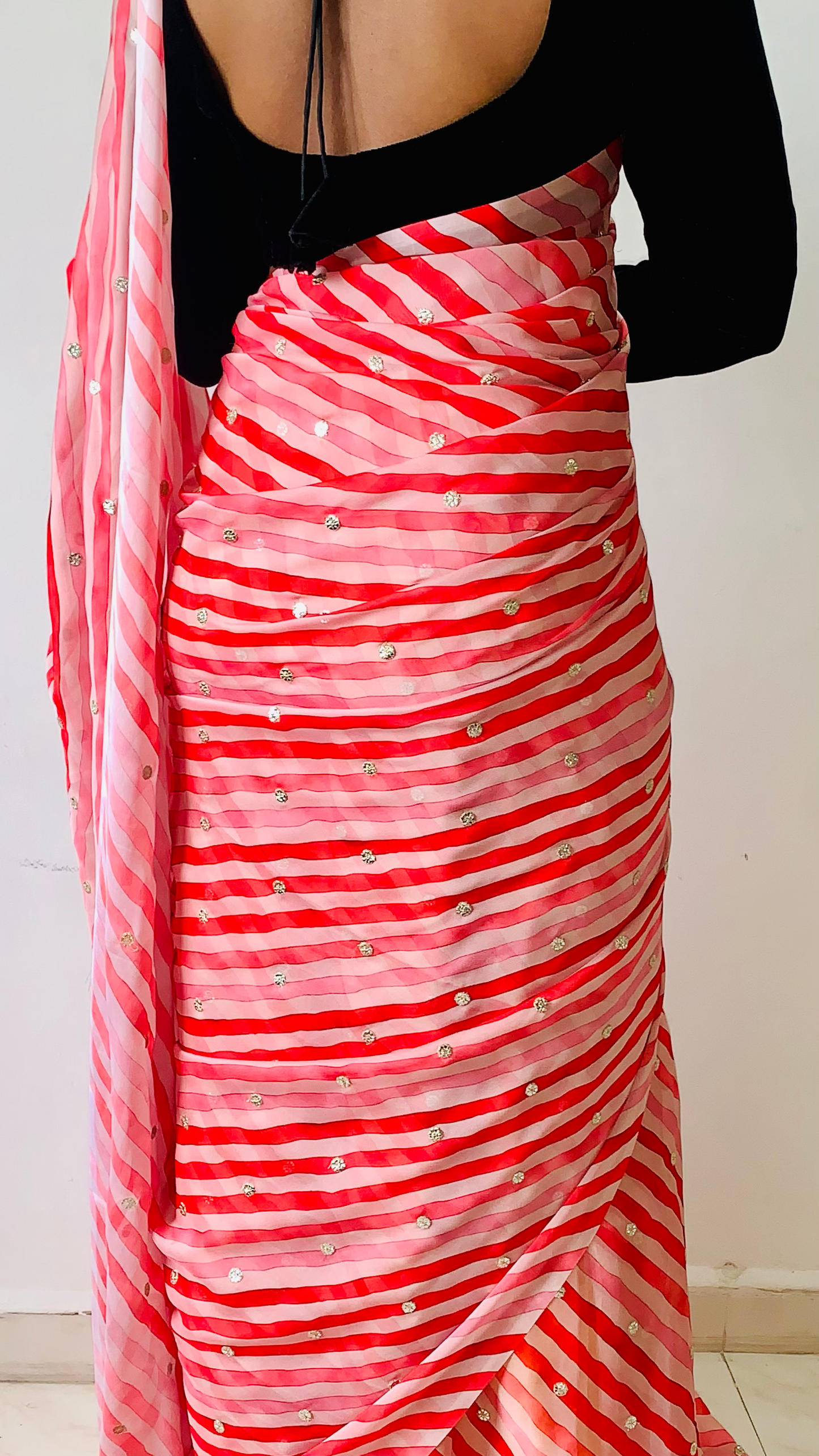 Leheriya Red Pure Georgette Saree